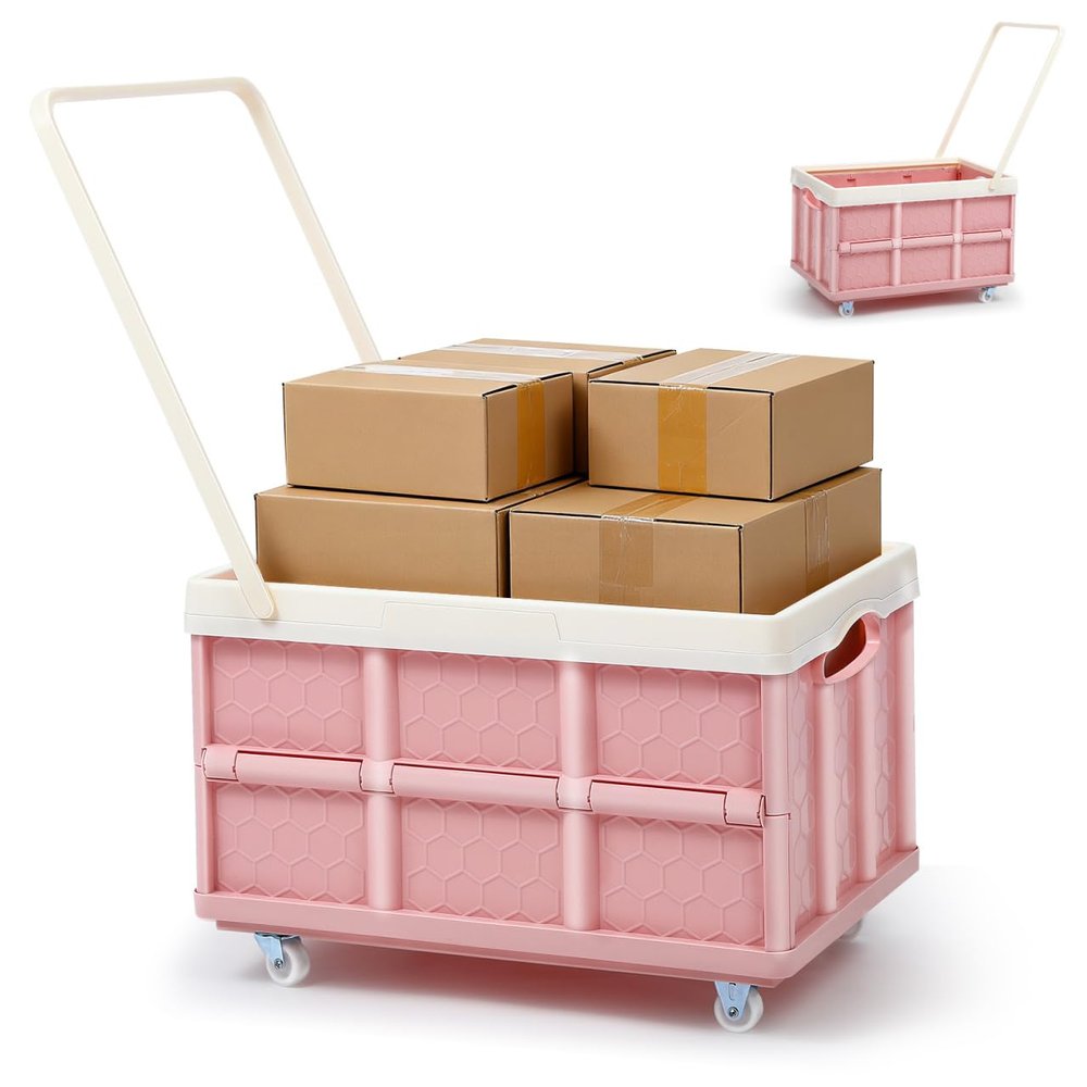 30L Collapsible Storage Bins with Lids: Storage Tote With Wheels Folding Plastic Stackable Utility Crates Plastic Tote Storage Box Container Stackable Folding Utility Crates for Clothes,Books