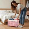 30L Collapsible Storage Bins with Lids: Storage Tote With Wheels Folding Plastic Stackable Utility Crates Plastic Tote Storage Box Container Stackable Folding Utility Crates for Clothes,Books view 3