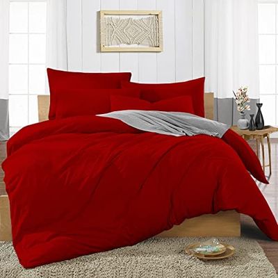 400 Thread Count 3 Piece Duvet, Quilt, Comforter Cover Set, 100% Egyptian Cotton All Season Comforter Cover with Zipper Closure, Ultra Soft & Breatheable - Burgundy Solid, Full.