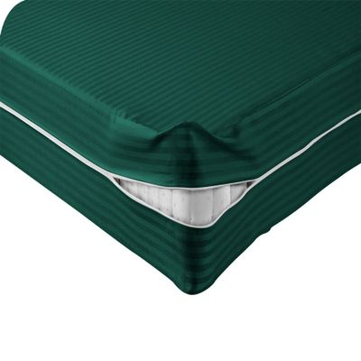 Velosso 1 Piece Striped Zipper Mattress Cover Only Twin Size 6" Pocket Sold Separately 1000 Thread Count 100% Egyptian Cotton, Teal Green