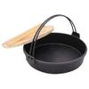 Japanese Style Cast Iron Sukiyaki Nabe Pot Set Single Serving Hot Pot Pan with Wooden Lid for BBQ Picnic Camping-7.8Inch view 4