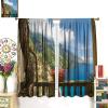 Country Town Landscape Curtains,Blue Sea Lake Mountain Range Nature Landscape Print Bedroom Living Room Window Curtains 42x45 Inch view 3