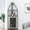 Alkmaar Corner Wine Cabinets, Bar Cabinets with Glass Shelves, Sideboards and Buffet Cabinets with Shelves, with Anti-Tipping Device (Grey) view 1