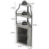 Alkmaar Corner Wine Cabinets, Bar Cabinets with Glass Shelves, Sideboards and Buffet Cabinets with Shelves, with Anti-Tipping Device (Grey) view 2