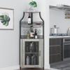 Alkmaar Corner Wine Cabinets, Bar Cabinets with Glass Shelves, Sideboards and Buffet Cabinets with Shelves, with Anti-Tipping Device (Grey) view 3