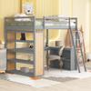 Hlcodca Versatile Full Size Loft Bed with Under-Bed Desk and Storage Shelves,Wooden Loft Bed with Ladders and Guardrails,for Kids Boys Girls Teens Adults Use (Gray@F) view 4
