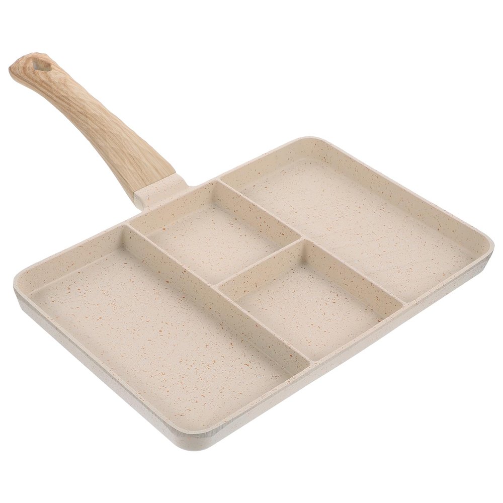 CALLARON Nonstick 4 Section Square Grill Pan, Aluminum Alloy and Wood, 150