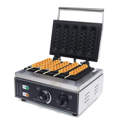 Commercial Corn Dog Waffle Maker Machine 5 PCS 1500W Hot Dog Cheese Stick Press Iron Nonstick Electric French Muffin Cooker 110V
