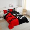Erosebridal King and Queen Crown Bedding Set Red Black Mr Mrs King Comforter Set for Adults Couple Men Women,Valentine's Day Wedding Gifts,his and Hers Quilt Bedding 2 Pillow Cases Bedroom Decor view 3