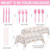 Xigejob Fairy Party Decorations Tableware - Fairy Birthday Party Supplies, Plate, Cup, Napkin, Tablecloth, Cutlery, Flower Fairies Enchanted Forest Garden Birthday & Baby Shower Decorations | Serve 24 view 3