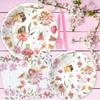 Xigejob Fairy Party Decorations Tableware - Fairy Birthday Party Supplies, Plate, Cup, Napkin, Tablecloth, Cutlery, Flower Fairies Enchanted Forest Garden Birthday & Baby Shower Decorations | Serve 24 view 4