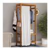 Freestanding Wooden Garment Coat Rack, with 2 Storage Shelves and 4 Hooks, Ideal for Bedroom Clothing Storage (59 * 35 * 165cm) view 1