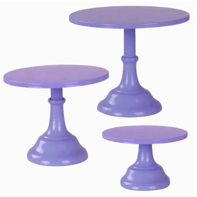 3 Pcs Metal Cake Stand, Cake Pop Stand Set of Disc Diameter 8" 10" 12", Tall Cake Stands for Dessert Table, Perfect Display for Wedding, Party, Birthday, Baby Shower, Decorations (Purple)