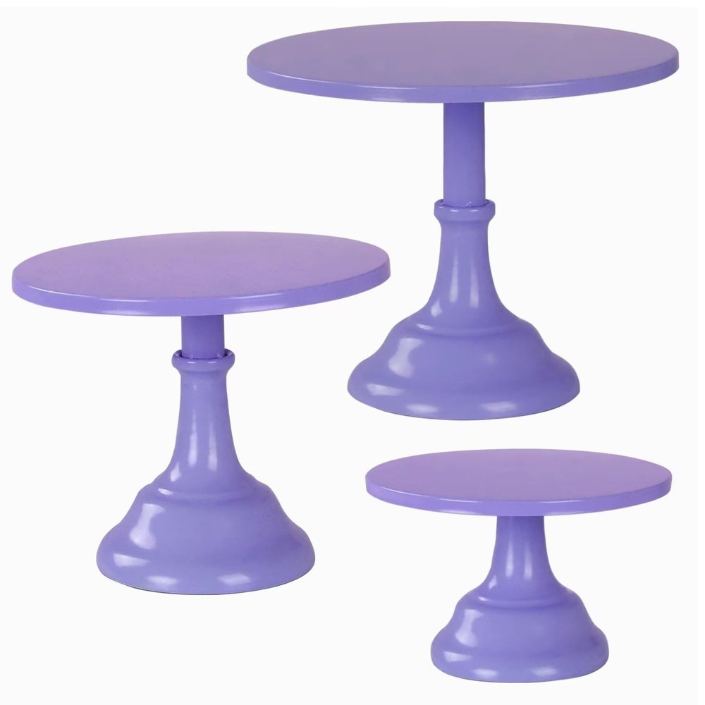 3 Pcs Metal Cake Stand, Cake Pop Stand Set of Disc Diameter 8" 10" 12", Tall Cake Stands for Dessert Table, Perfect Display for Wedding, Party, Birthday, Baby Shower, Decorations (Purple)