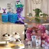 3 Pcs Metal Cake Stand, Cake Pop Stand Set of Disc Diameter 8" 10" 12", Tall Cake Stands for Dessert Table, Perfect Display for Wedding, Party, Birthday, Baby Shower, Decorations (Purple) view 4