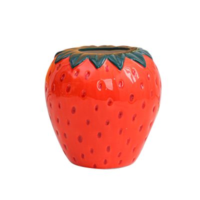 Ddewing Strawberry Decor Strawberry Vase, Decorative Red Ceramic Flower Vase Cute Home Decor, Vintage Unique Vase Flower Vase for Floral Arrangement Table Shelf Home Decor, Gifts for Women