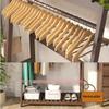 Wooden Garment Rack, Wardrobe Closet Organizer, with Hanging Rod and 2 Side Hooks, Easy to Assemble (Log Color 50 * 40 * 146cm) view 2