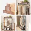Wooden Garment Rack, Wardrobe Closet Organizer, with Hanging Rod and 2 Side Hooks, Easy to Assemble (Log Color 50 * 40 * 146cm) view 4