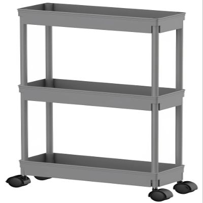 Sooyee 3 Tier Slim Storage Cart, Rolling Utility Cart,Grey
