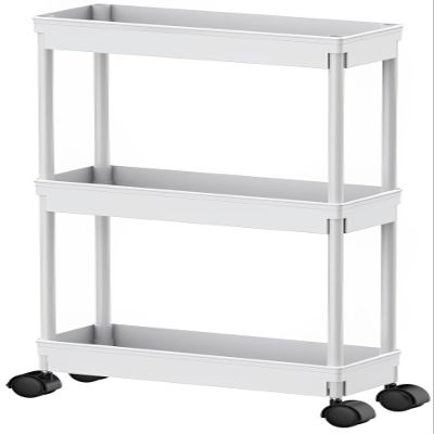 Sooyee Slim 3 Tier Rolling Cart with Wheels, Storage Cart,White