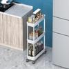 Sooyee Slim 3 Tier Rolling Cart with Wheels, Storage Cart,White view 4