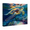 Wynwood Studio Animals Contemporary Canvas Wall Art Sea Turtle I Living Room Bedroom and Bathroom Home Decor 30 in x 30 in Blue and Brown view 2