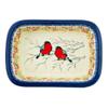 Polmedia Polish Pottery Rectangular Baker UNIKAT - Bullfinch On Rowan Pattern Handmade in Boleslawiec Poland by Ceramika Artystyczna + Certificate of Authenticity view 1