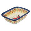 Polmedia Polish Pottery Rectangular Baker UNIKAT - Bullfinch On Rowan Pattern Handmade in Boleslawiec Poland by Ceramika Artystyczna + Certificate of Authenticity view 2
