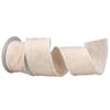 Cream chambray pompoms 4" wired ribbon view 1