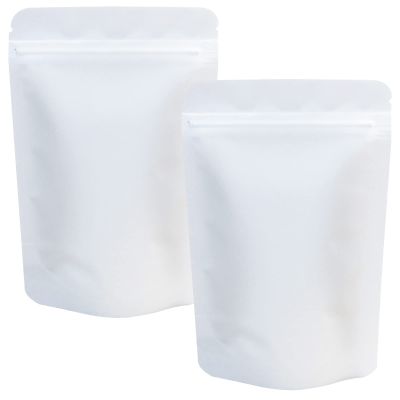 100 Pack Matte White Mylar Bags Stand Up - 4 x 6 Inches Resealable Mylar Ziplock Bags Food Storage Foil Pouch