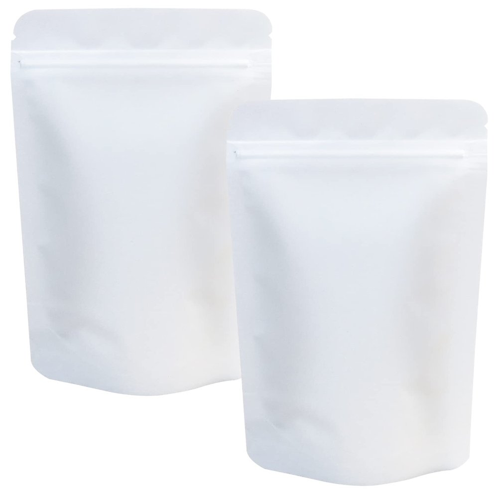 100 Pack Matte White Mylar Bags Stand Up - 4 x 6 Inches Resealable Mylar Ziplock Bags Food Storage Foil Pouch
