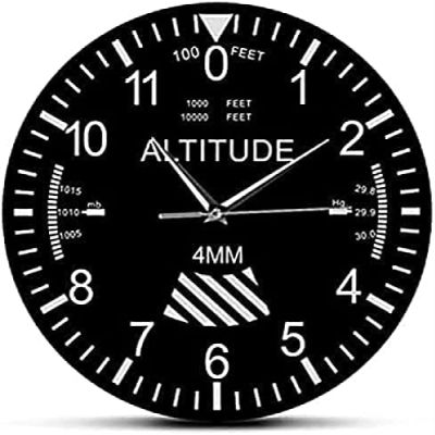 Silent Non Ticking Wall Clock 12 Inch Aircraft Altimeter Gauge Wall Clock Pilots Home Decor Aviation Instrument Work Silent Clock for Aviation