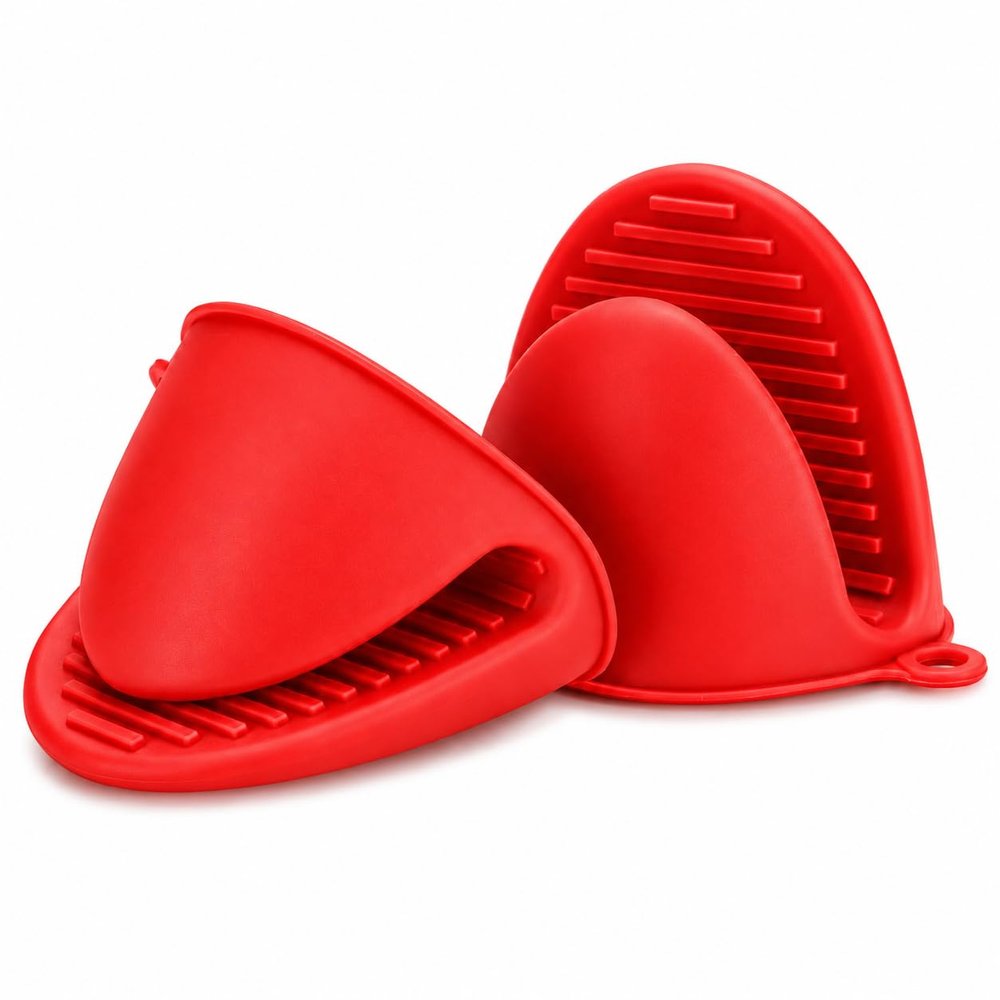 Luckybay Mini Silicone Oven Mitts, Heat Resistant Pinch Gloves, Non-Slip Kitchen Potholders for Baking & Cooking