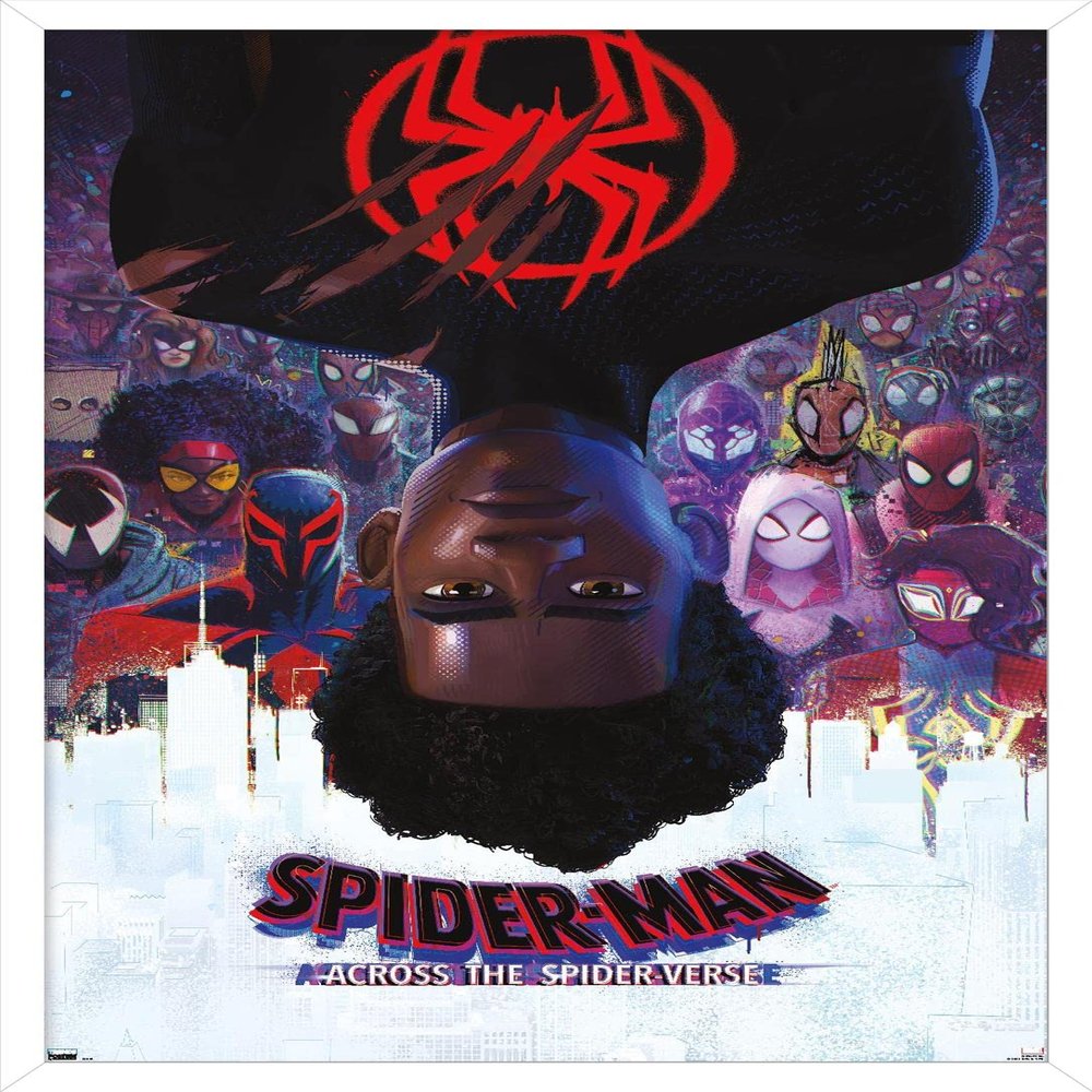Marvel Spider-Man: Across the Spider-Verse - Official One Sheet Wall Poster, 34L" x 22.4W", White Framed Version