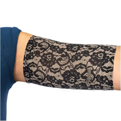 Linphelle Coverpicc - Upper Arm Cover for Picc Line, Soft Microfiber Arm Sleeve, Ideal for Picc Line, Glucose Sensor, Tattoo or Wounds, Black Lace, Size Small