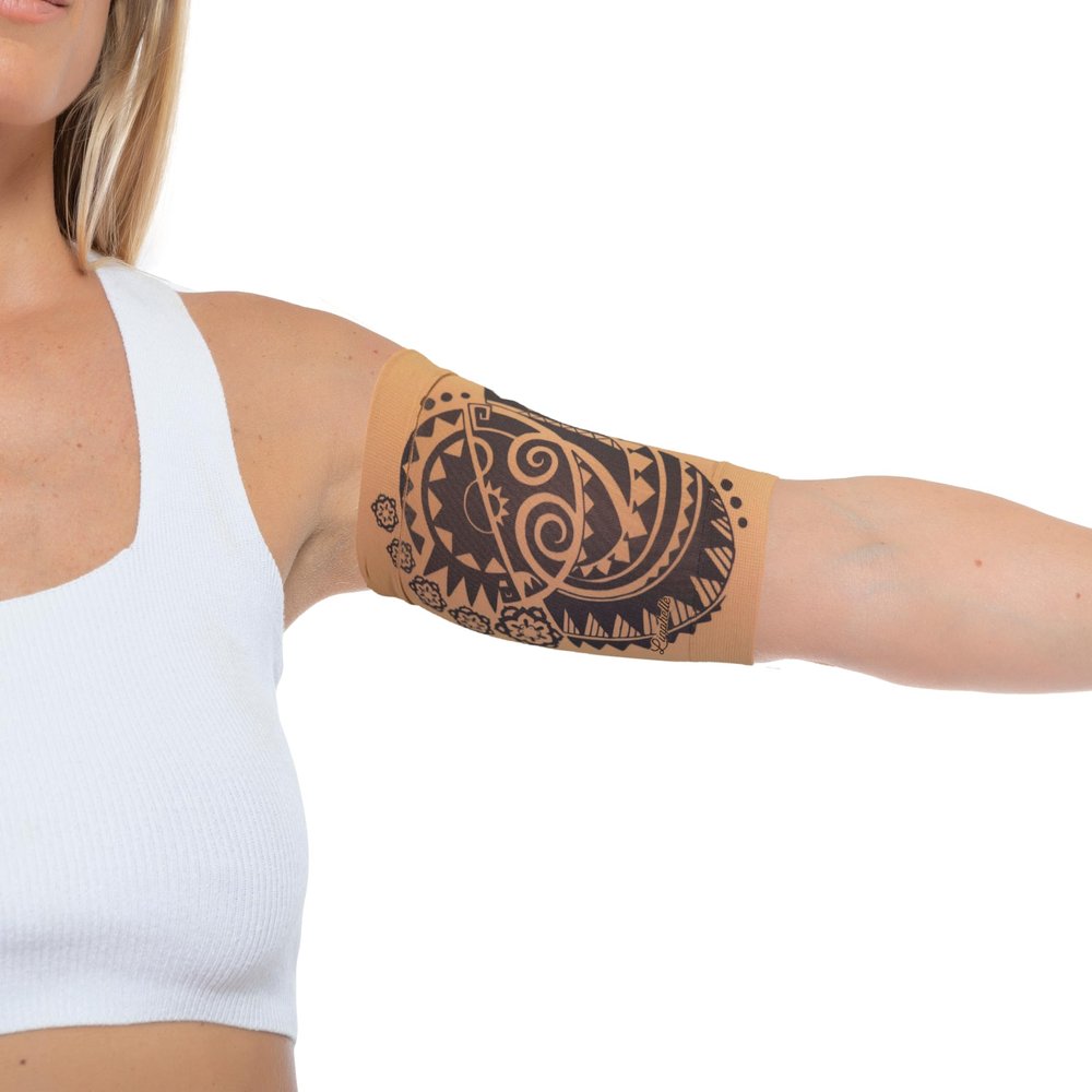 Linphelle Coverpicc - Upper Arm Cover for Picc Line, Soft Microfiber Arm Sleeve, Ideal for Picc Line, Glucose Sensor, Tattoo or Wounds, Geometrics, Size Medium