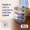 HOMZ 4-Pack Secure Latch, Clear Plastic Storage Organizer Bins, 64 Quart, Gray Latches - Stackable Container Boxes for Bedroom, Bathroom, Garage, and Office Organization view 2