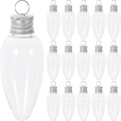 KOMBIUDA 20pcs Off Screw Candy Clear Crafts Bottle Party Decor Shaped Ornaments Xmas Tree Christmas Ml Containers Favors for Fillable Hanging with Caps DIY Favor Light Juice Bulb Shape