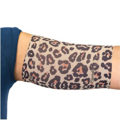 Linphelle Coverpicc - Upper Arm Cover for Picc Line, Soft Microfiber Arm Sleeve, Ideal for Picc Line, Glucose Sensor, Tattoo or Wounds, Leopard, Size X-Large