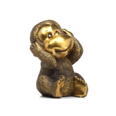 Table Desktop Decor Brass Animal Monkey Desktop Decoration Creative No Listen Monkey Crafts Chinese Zodiac Monkey, 7710.5 cm Statue Ornament