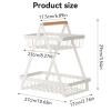 2 Tier Fruit Basket for Kitchen Counter, Storage Basket Iron Wood 2 Layers Metal Wire Bread Basket Detachable Fruit Vegetable Shelf Rack for Living Room Kitchen Desktop(White) view 2