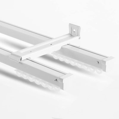 High End Curved Track Aluminum Curtain Track, Double Track Curtain Rod, White/black, Complete Accessories, Top Mount/side Mount Two Installation Methods ( Color : White - B , Size : 1.3m )
