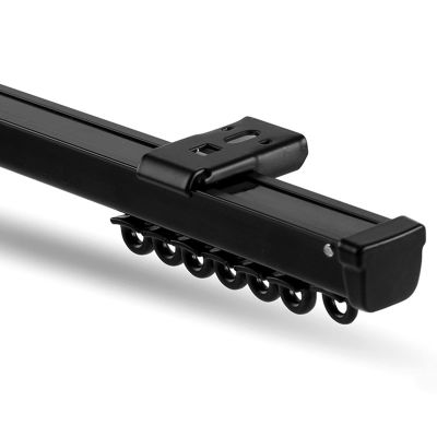Free Bending Curtain Track, Aluminum Curtain Rod, Curtain Rail Single Track For Ceiling Or Wall, White/black, For Bedroom, Balcony, Living Room ( Color : Black - A , Size : 2.7m )