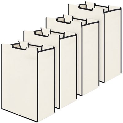 Bonuci 4 Pcs Laundry Sorter Replacement Bags Hamper Cart Removable Replacement Laundry Storage Organizer Bag Hamper Liner, No Hooks 14.76 x 8.66 x 21.65 Inch (Beige)