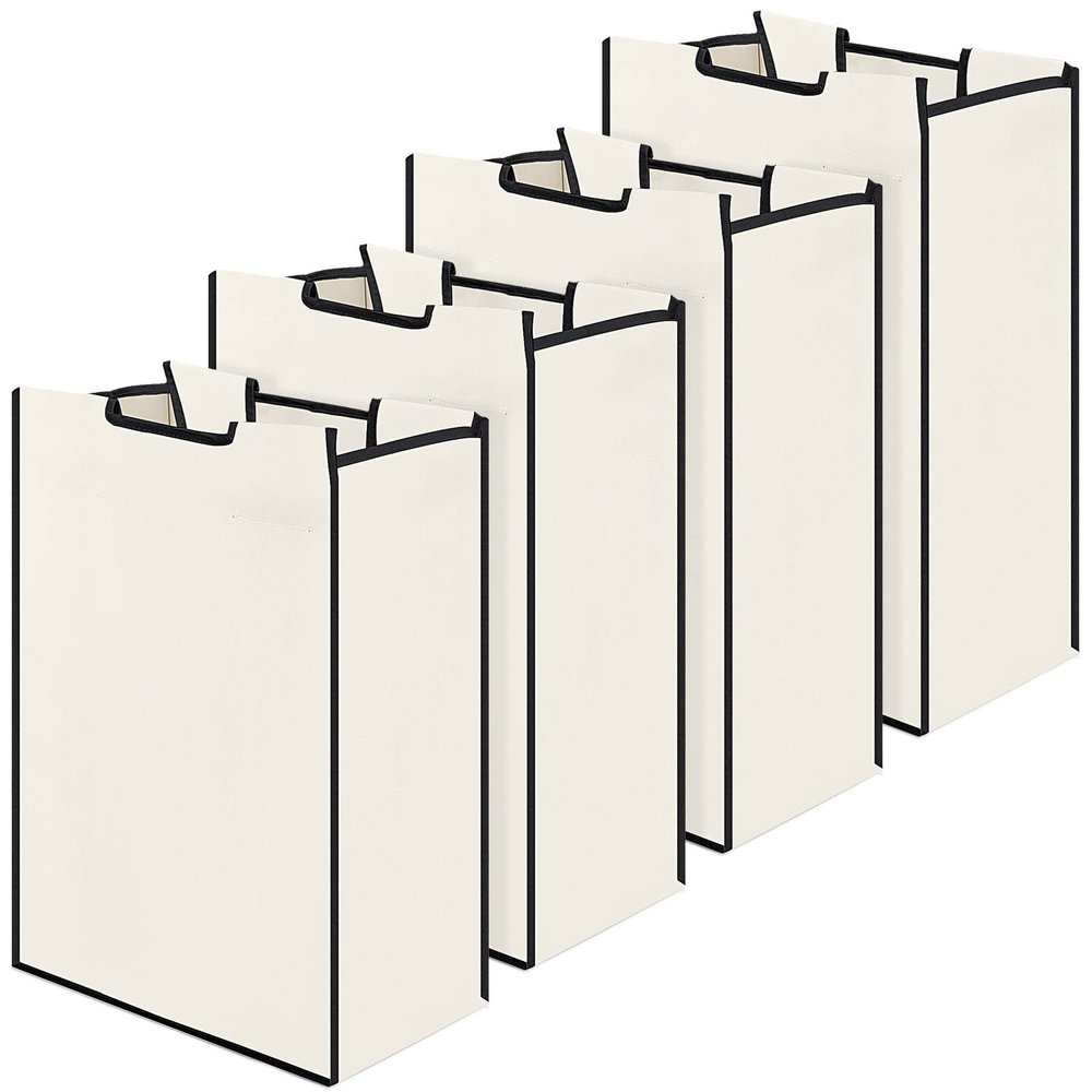 Bonuci 4 Pcs Laundry Sorter Replacement Bags Hamper Cart Removable Replacement Laundry Storage Organizer Bag Hamper Liner, No Hooks 14.76 x 8.66 x 21.65 Inch (Beige)