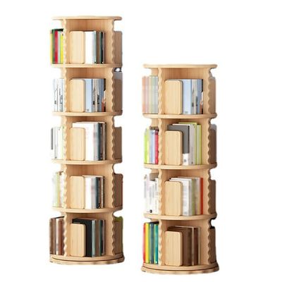 Bookshelf Round Revolving Bookcases, Small Corner Bookshelf for Small Space, 360 Display 5 Tier Floor Standing Bookcase, Storage Rack for Bedroom, Living Room ( Color : Original wood , Size : 2 layers