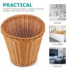 LIFKOME Round Rattan Waste Basket Woven Trash Can Paper Waste Basket Straw Wicker Sundries Storage Holder Garbage Container Bin for Bathroom Kitchen Office Brown view 4