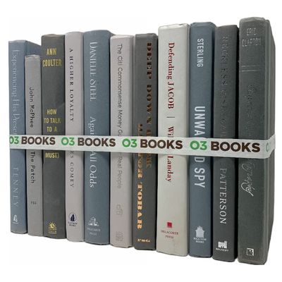 OCTORM Curated Decorative Books Hardcover Dcor Books for Home Dcor, Choose Color, Interior Design, Office, Wedding Display, Instant Library, or Staging (Half Foot, Gray)