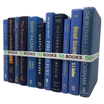 OCTORM Curated Decorative Books Hardcover Dcor Books for Home Dcor, Choose Color, Interior Design, Office, Wedding Display, Instant Library, or Staging (Half Foot, Blue)