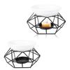Aromatic Oil Burner,Delicate Romantic Ceramic Tealight Candle Holder Oil Burner,Geometric Essential Oil Aroma Burner Candle Holder Warmer Diffuser for Home Bedroom Dcor,2pcs view 1